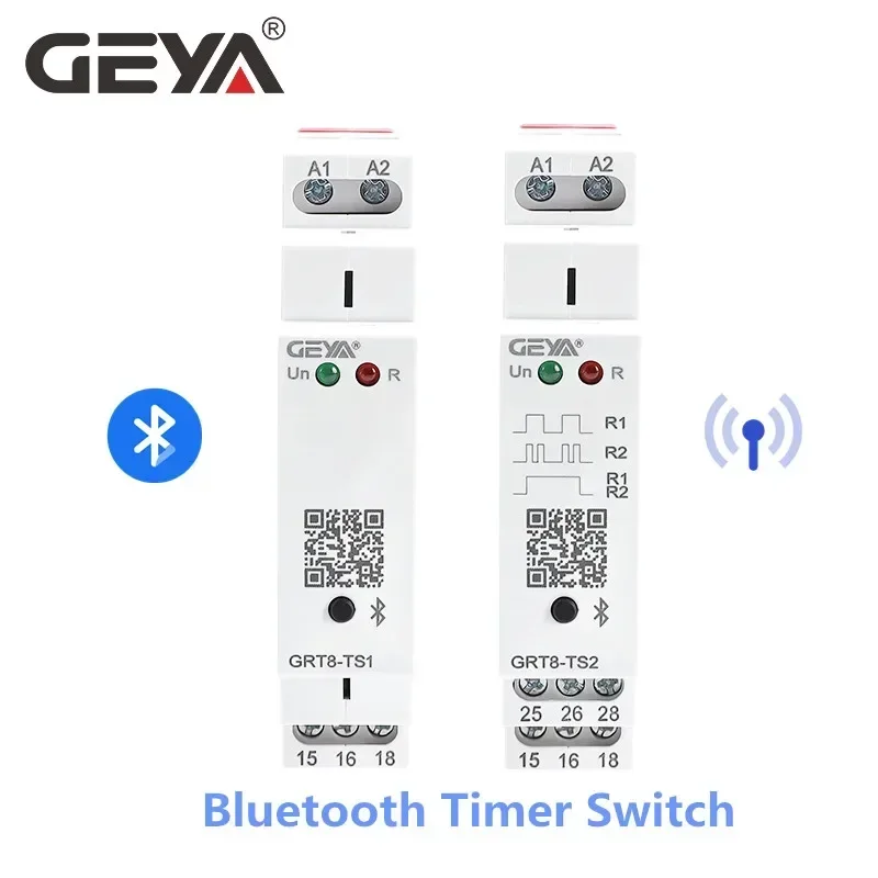 GEYA GRT8-TS Bluetooth Timer Control Relay 16A AC220V 110V 60V 48V 24VDC Android Phone APP Bluetooth Smart Timer