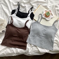1PC Women's Spaghetti Straps Sleeveless Slim Camisole with Chest Pad Solid Color Sports Comfortable Vests Underwear Summer New 2