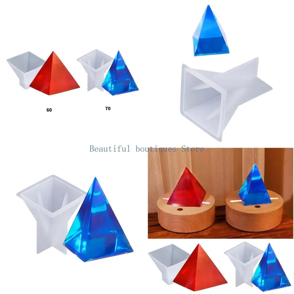 

U4LF Reusable Pyramid Silicone Mold For Resin Casting Epoxy Crafts Easy Demold Soap Mould Jewelry Making Tool