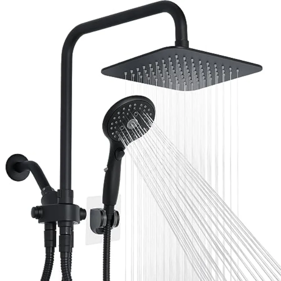 

High Pressure Rafall Shower Head with 6 Function Handheld Shower Spray Dual Shower Head Combo with Adjustable Slide Bar