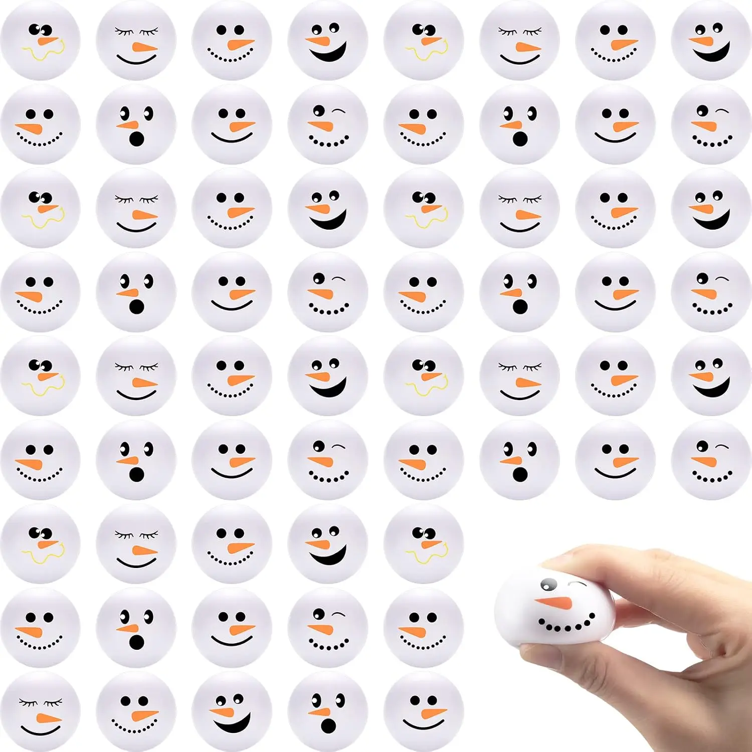 128 Pcs Snowmen Small Balls Christmas Winter Gift Toys, 1.6 Inch