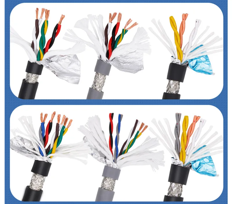 High Flexibility Twisted Pair Shielded Drag Chain Cable TRVVPS 2-40c 26-13awg Bending Resistant CNC Machine Signal Control Cable