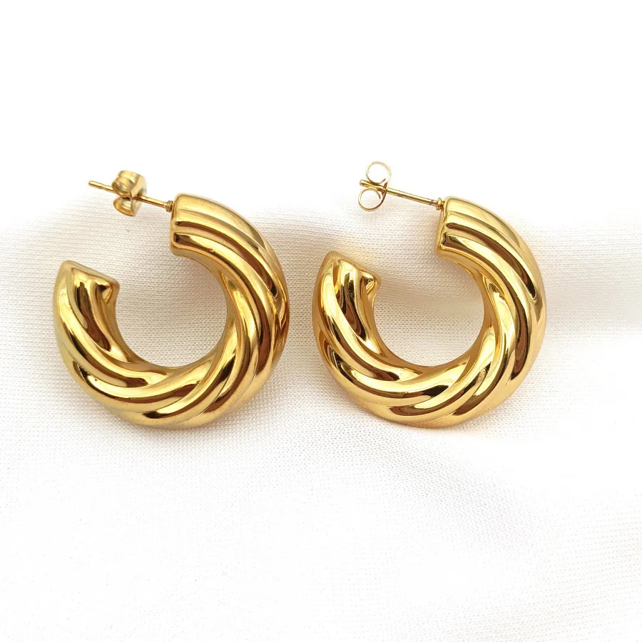 

Women's Earrings Luxury Jewelry Trendy Women's Stainless Steel Jewelry Twisted Twill C-shaped Earrings For Women Jewelry