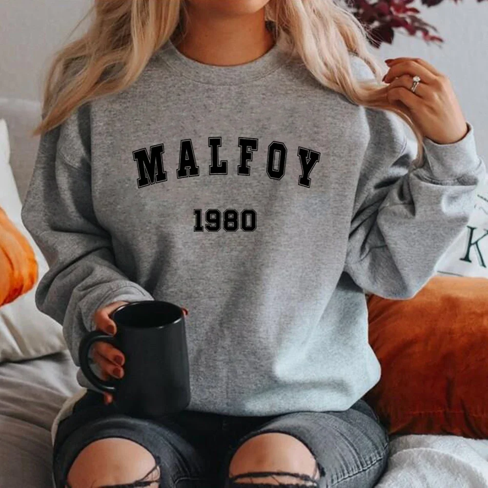 Malfoy 1980 Unisex Crewneck Sweatshirt Malfoy Tops Graphic Hoodies Women Short Sleeve Sweatshirts Streetwear Pullover