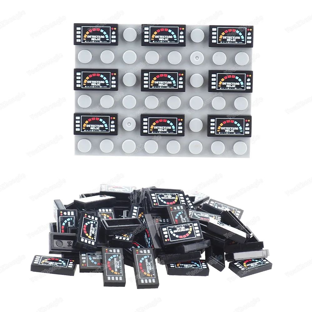 Detection Button Instrument Pattern 3069 Building Block Printed 1x2 Tiles Parts Mechanical Equipment Relics Scene Model Gift Toy