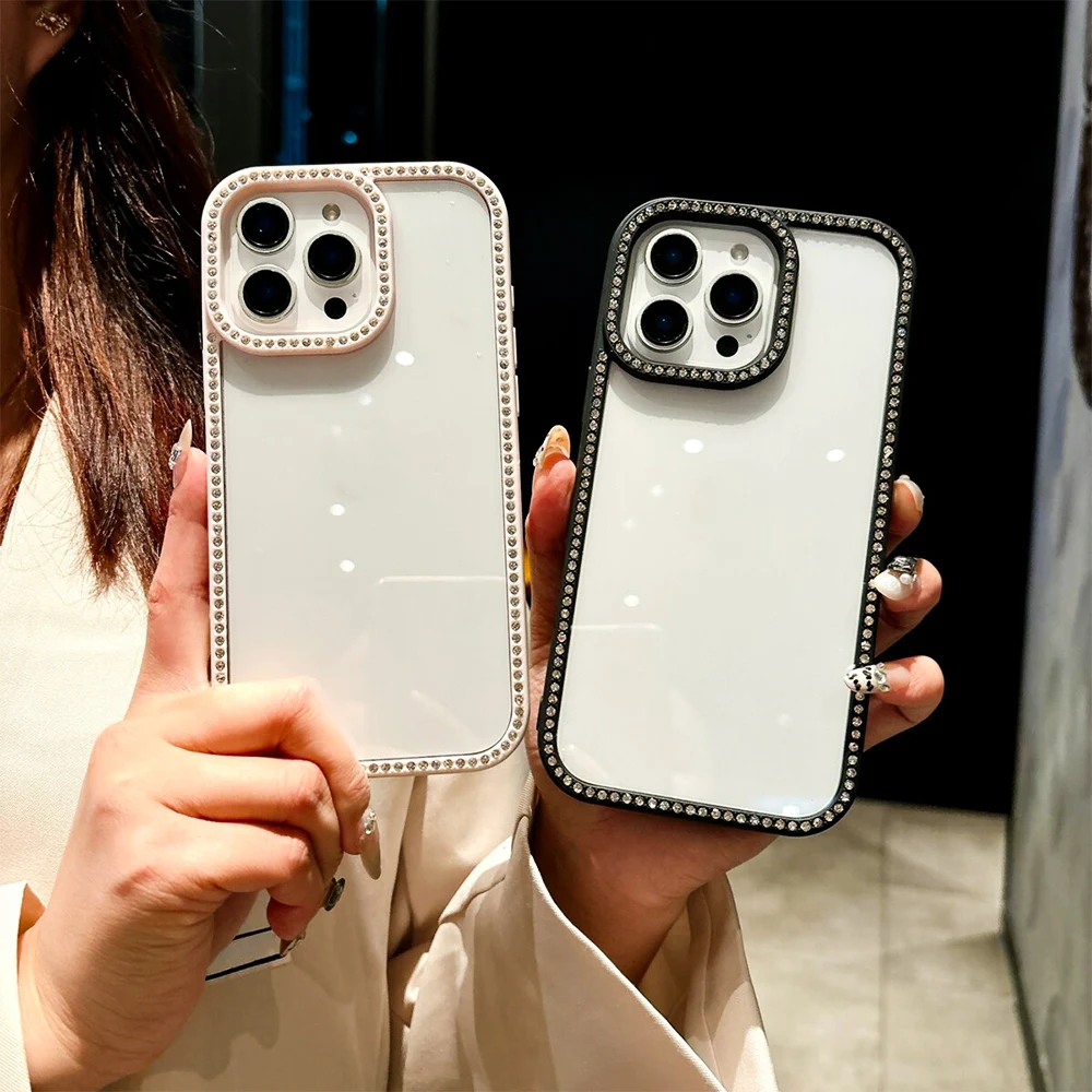 Luxuriöse Strass-Glitzer-Diamant-Telefonhülle für iPhone 17 Pro Max 16 15 11 13 14 12 Air stoßfeste Stoßstangenabdeckung