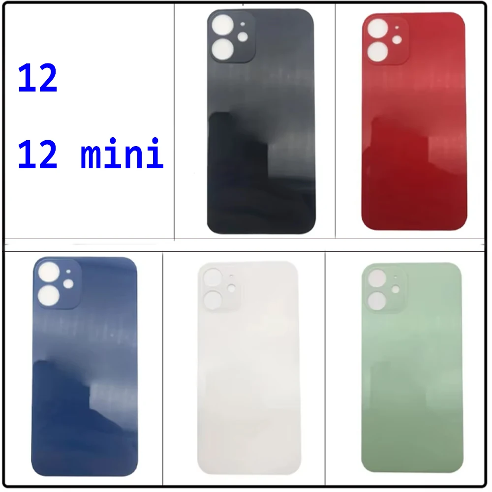 Big Hole For iPhone 12 Back Glass Rear Door Replacement Housing Case For iPhone 12 mini Battery Back Cover Glass with Adhesive