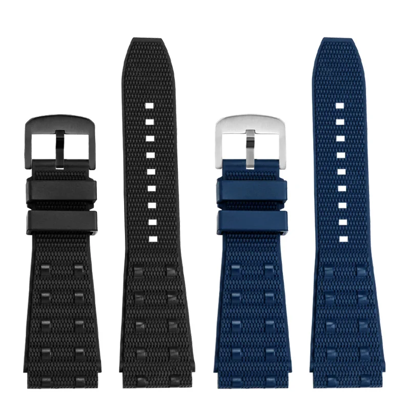 22mm 24mm nadaje się do Breitling Super Marine mechaniczny rozrząd B01 zegarek Avengers pasek do zegarka z gumy fluorowej dla mężczyzn czarny niebieski