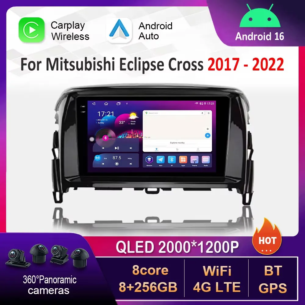 for Mitsubishi Eclipse Cross 2017 - 2022 Car Radio Multimedia Player Android 16 System DSP Stereo WiFi GPS Navi 4G BT Auto Tools