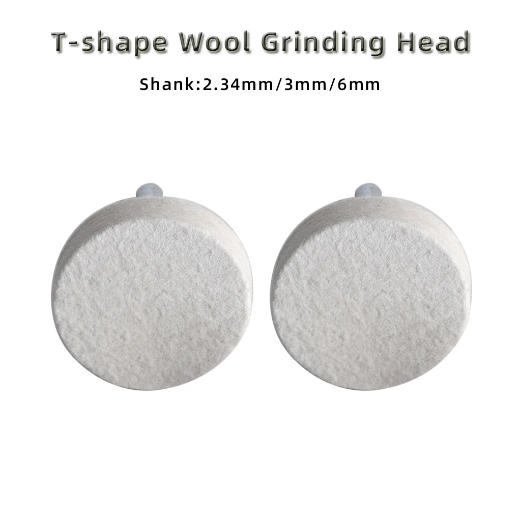 2.34mm/3mm/6mm Shank Abrasive Mounted Wool Felt Wheel For Dremel Drill Rotary Tools Electric T-Shaped Grinding Head Accessories