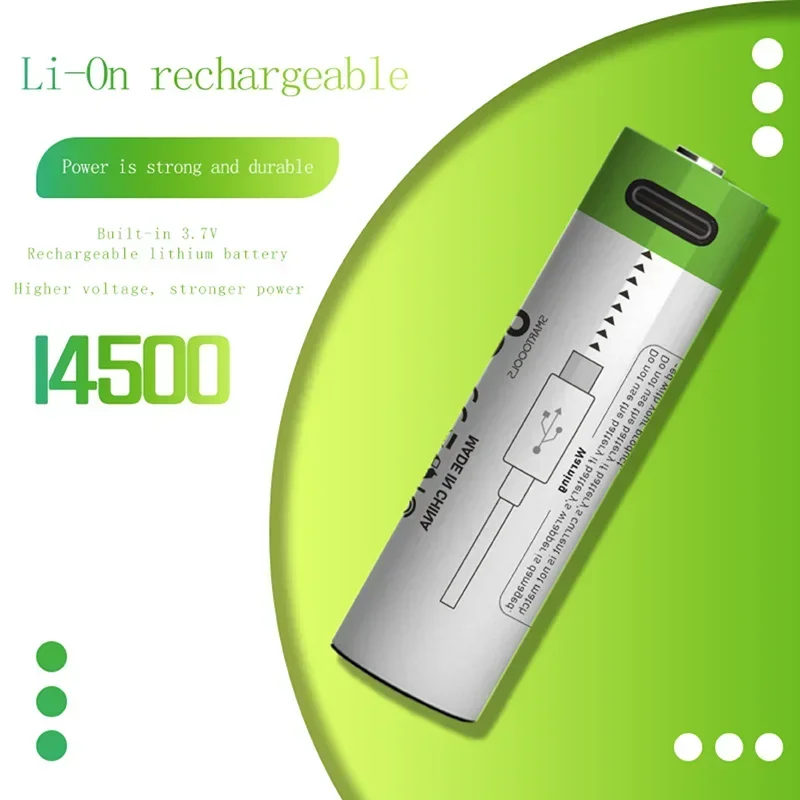 14500 rechargeable lithium battery No. 5 3.7V large capacity battery USB charging mouse flashlight shaver battery