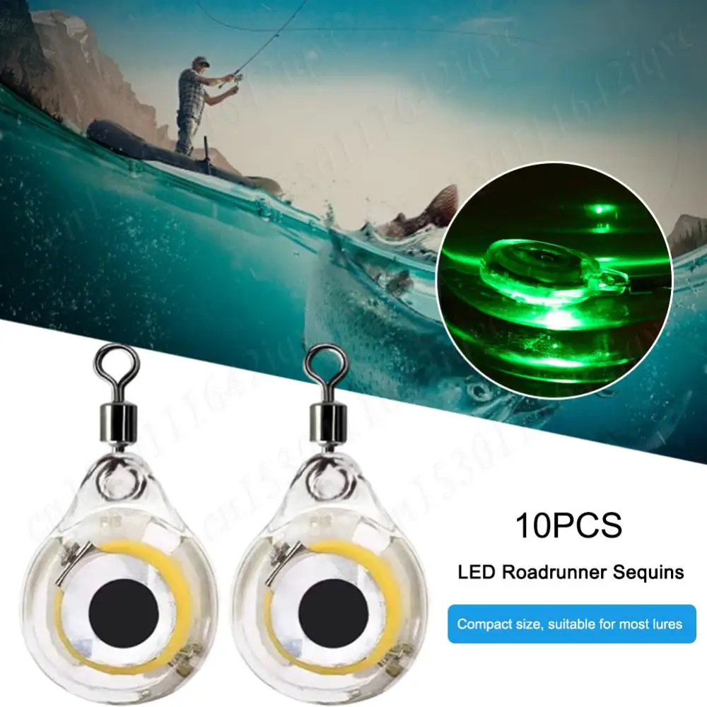 10Pcs Podwodna lampka nocna Mini Eye Shape Fish Light Lure Zasilane bateryjnie przynęty na ryby Atraktant do wody morskiej i słodkiej