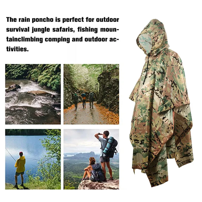 Vivead Poly Tactical Waterproof Military Ponchowaterproof Rain Man rainwater Army Waterproof Tent impermeabile Outdoor