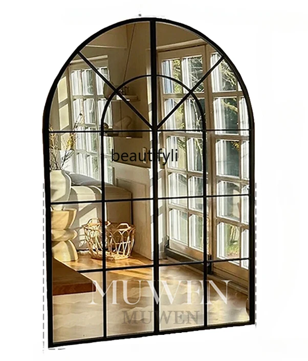 

Arch Full-Length Mirror Household Living Room Entrance Wall Mounted Floor Decorative Mirror Light Luxury Dressing Mirror