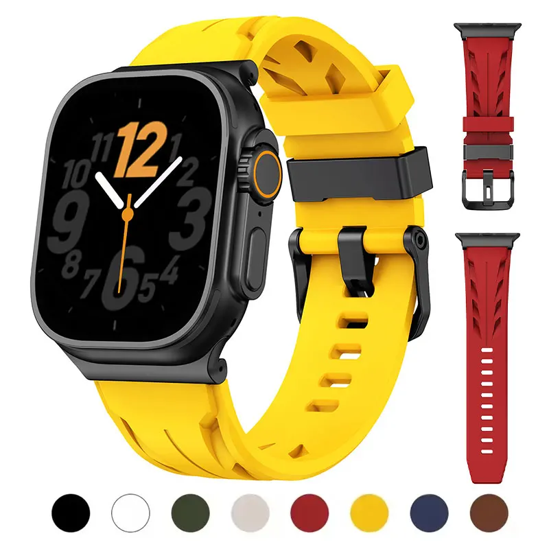 

Спортивный силиконовый ремешок для Apple Watch Ultra 3 2 49 мм, S11 10 46/42 мм, 9 8 45 мм, 7 6 5 44 мм, замена ремешка для Apple Watch