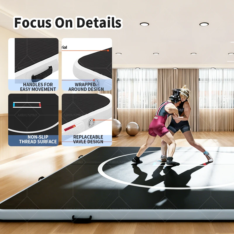 Portable 3m X 3m Inflatable Gymnastics Martial Arts Training Mat Foldable Air Track 20cm DWF Foldable OEM For Wrestling Jiu