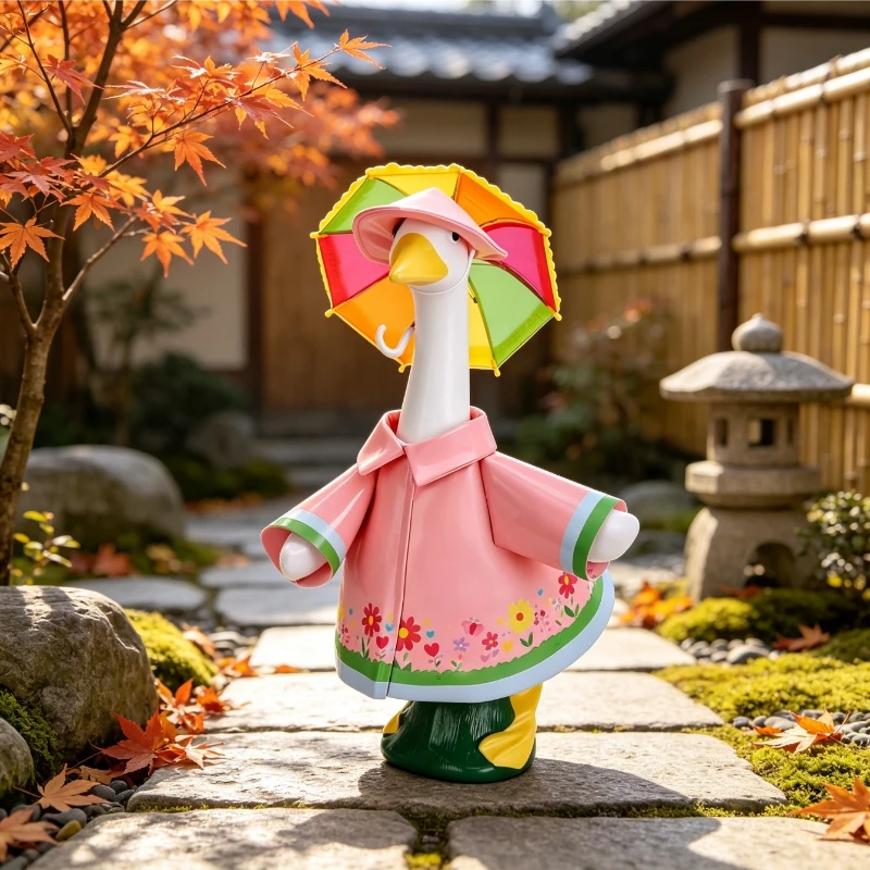 Courtyard Lawn Goose Statue Raincoat Outfit Decorative Goose Costume For 23 Inch Statue Yard Garden Ornament without goose