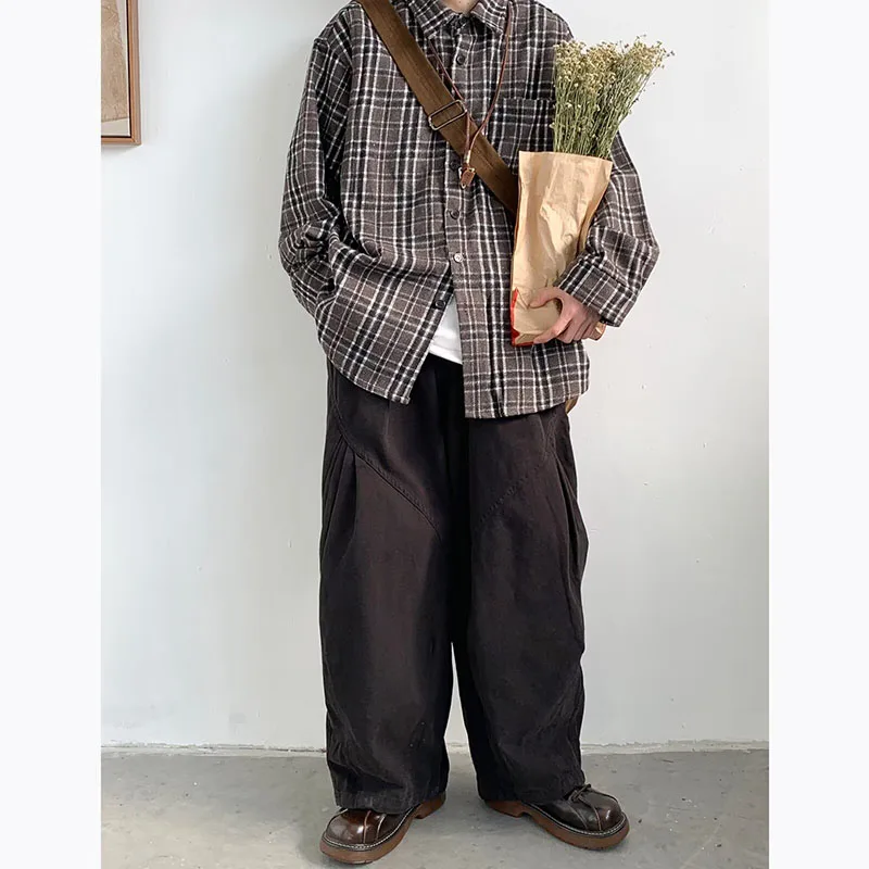 Japanese Oversize Pant Men Women Spring Autumn Casual Wide-leg Trousers Vintage Simple Straight-leg Baggy Pant Harajuku Unisex