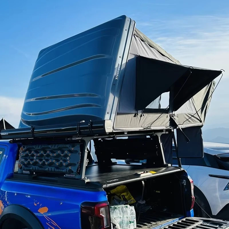 Waterproof (2000-3000mm) Aluminum Alloy & ABS Side Flip Car Roof Tent Storage Rack with Easy Setup Four Seasons 76kg Capacity
