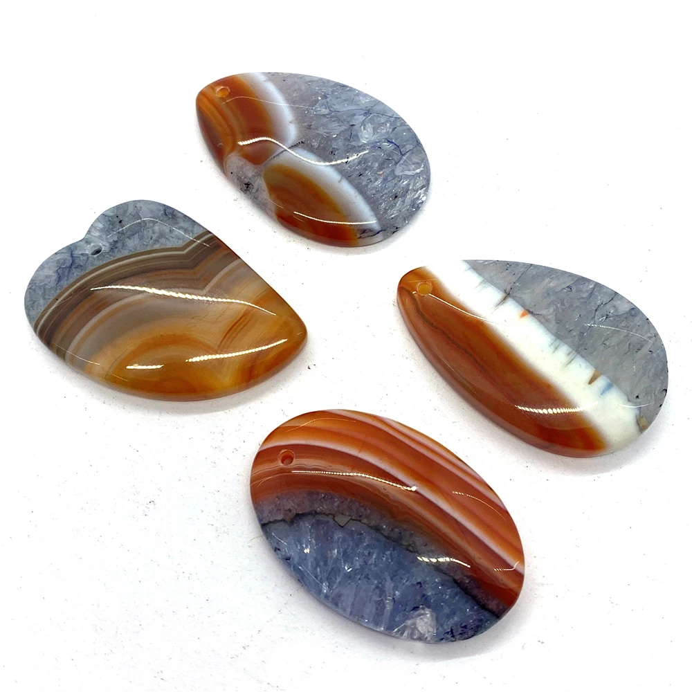 Natural Stone Geometric Water Drop Pendant Men and Women Rainbow Stone Agate Necklace Fashion Jewelry DIY Accessories Key Chain