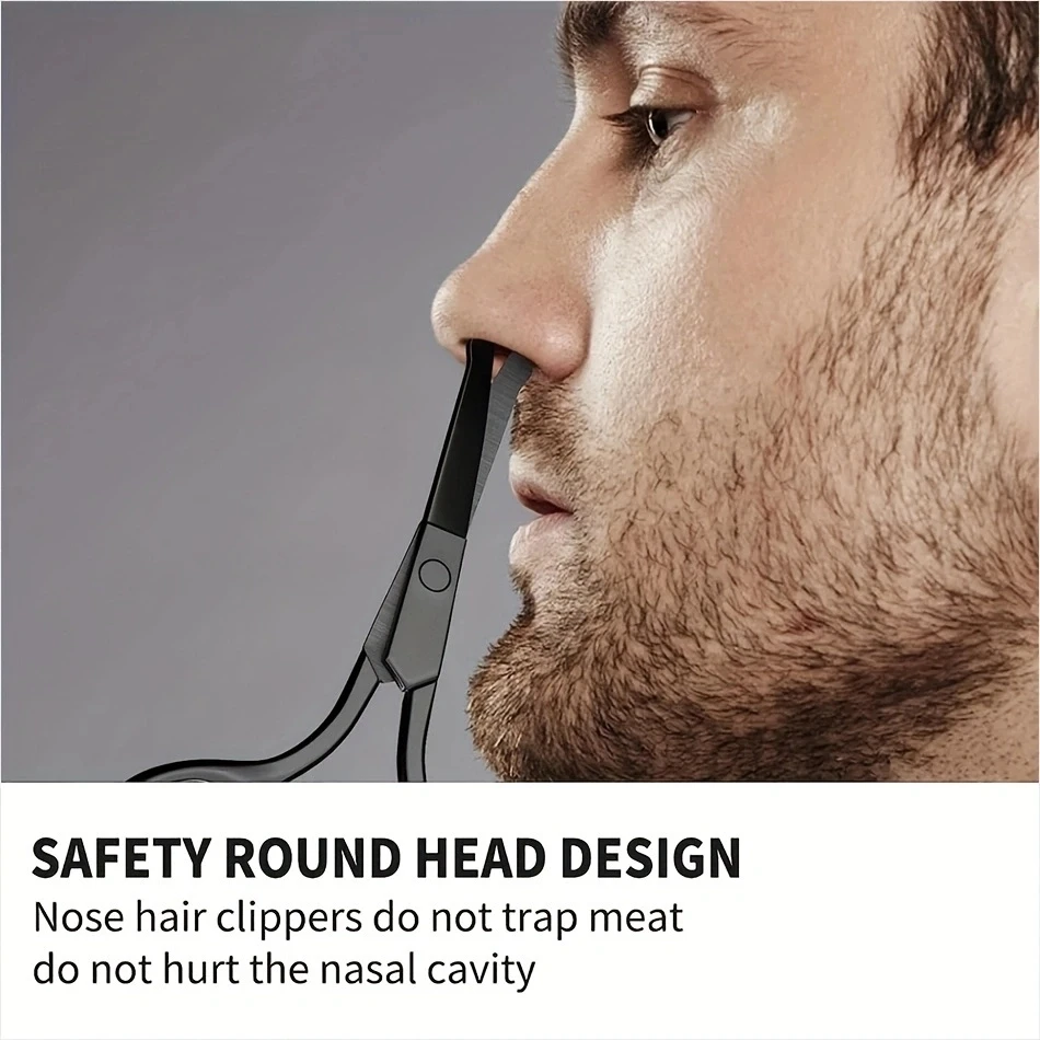 1PC Argento Specchio Luce Nera Testa rotonda Forbici per peli del naso di sicurezza Forbici neutre in acciaio inossidabile2