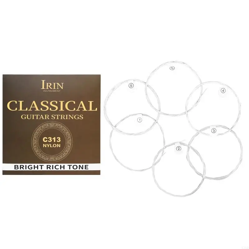 T3LD 6Pcs Folk Guitar Nylon Strings .028-.043 Classical Strings Replacement 6-String Guitar Strings Perfect Intonation