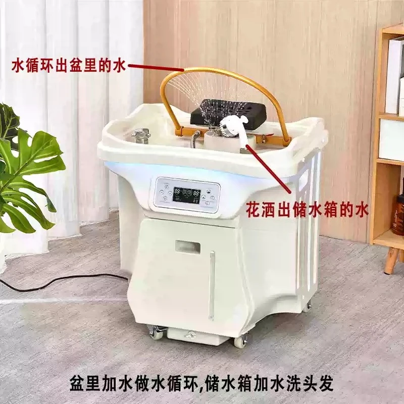 Multifunctional Adjustable Spa Shampoo Bed with Head Rest and Massage Chair, Washing Hair Bowl for Salon Use