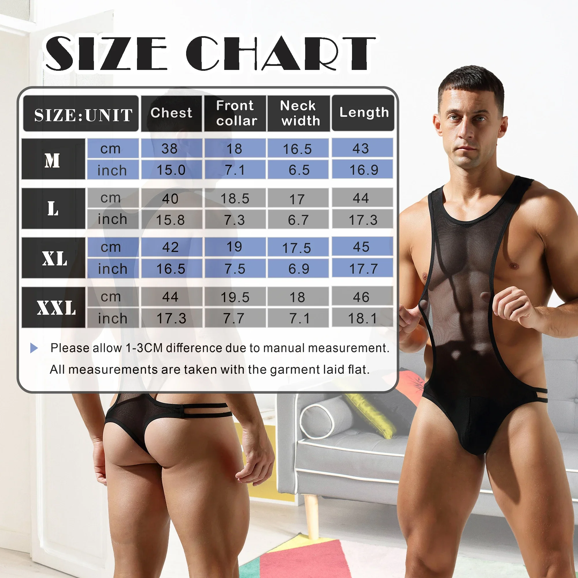 Men's Sexy Mesh Sheer Bodysuits Transparent Body Building Shapers Tights Underwear Male T-Back Stretch Thongs Jockstrap Jumpsuit