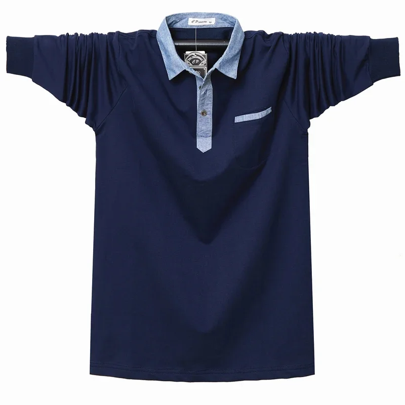 Spring Autumn Brand Cotton Polo Shirt Men Pocket Designer Korean Style Solid Casual Long Sleeve High Quality Tops Men Clothing