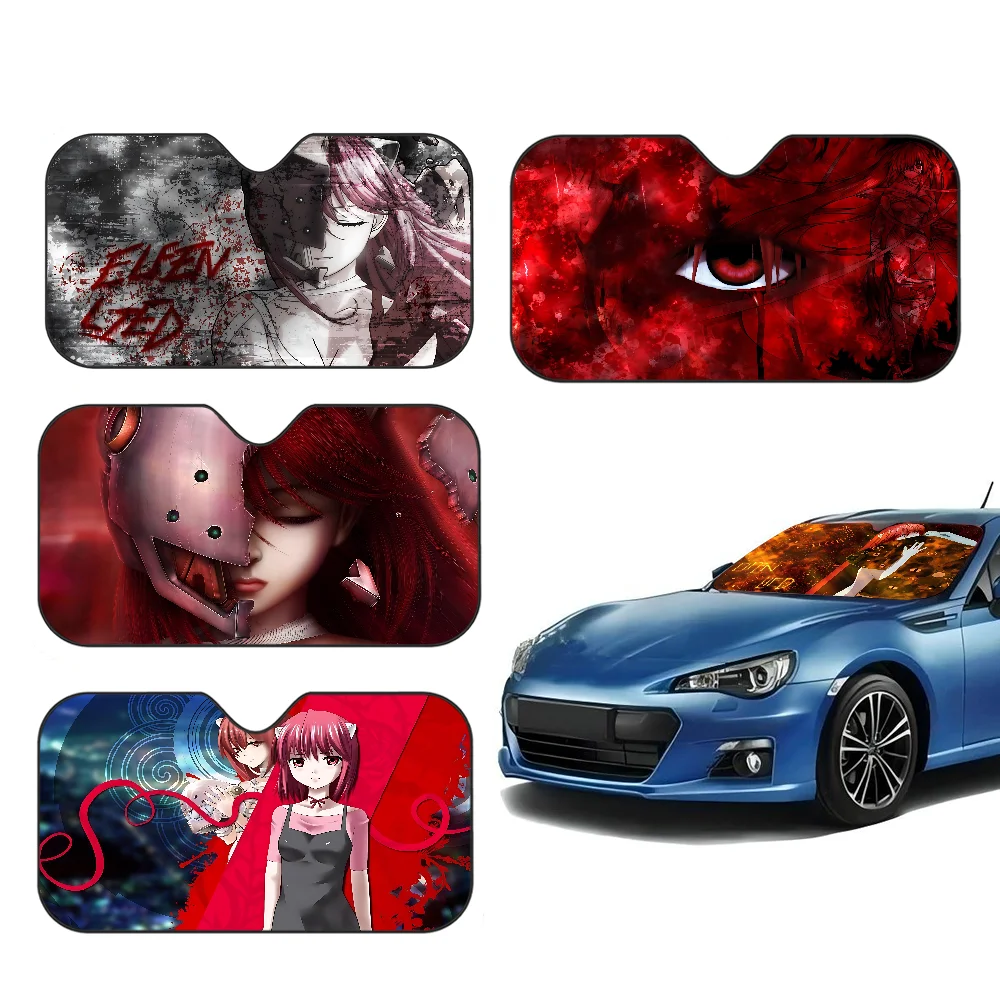 

Anime E-Elfen L-Lied Car Sunshade Front Sunscreen Heat Insulation Cooling Aluminum Summer Car With Cartoon Glass Cover