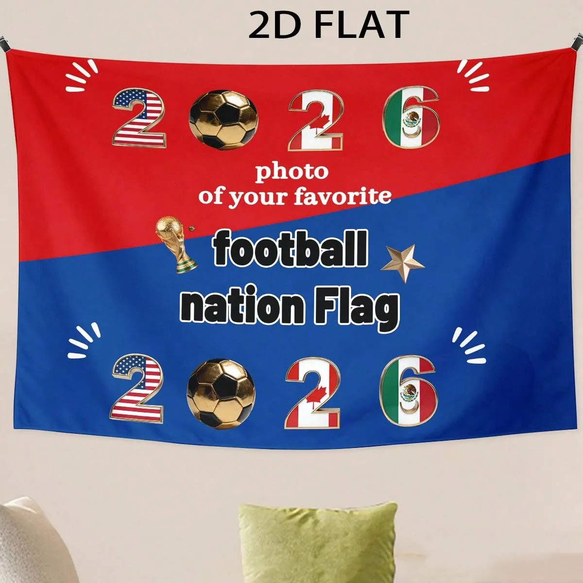 Customized Football Match Photos in 2D Format for 2026, 2D Flat Banner, Suitable for Home Decoration and Gift Purposes