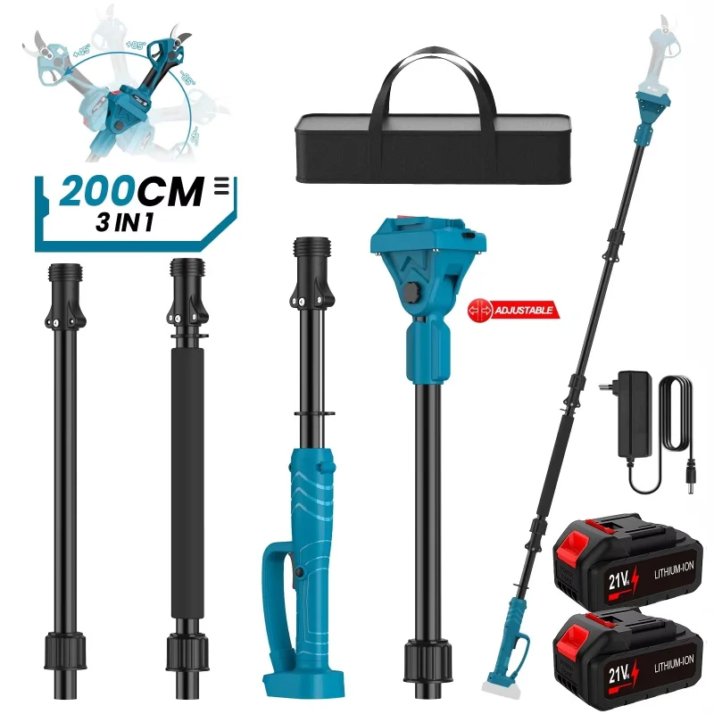 Tige d'extension de Type enfichable de 2M pour cisaille électrique et scie à chaîne 180 °   Ajustez la tige télescopique à branche haute pour la batterie Makita 18V