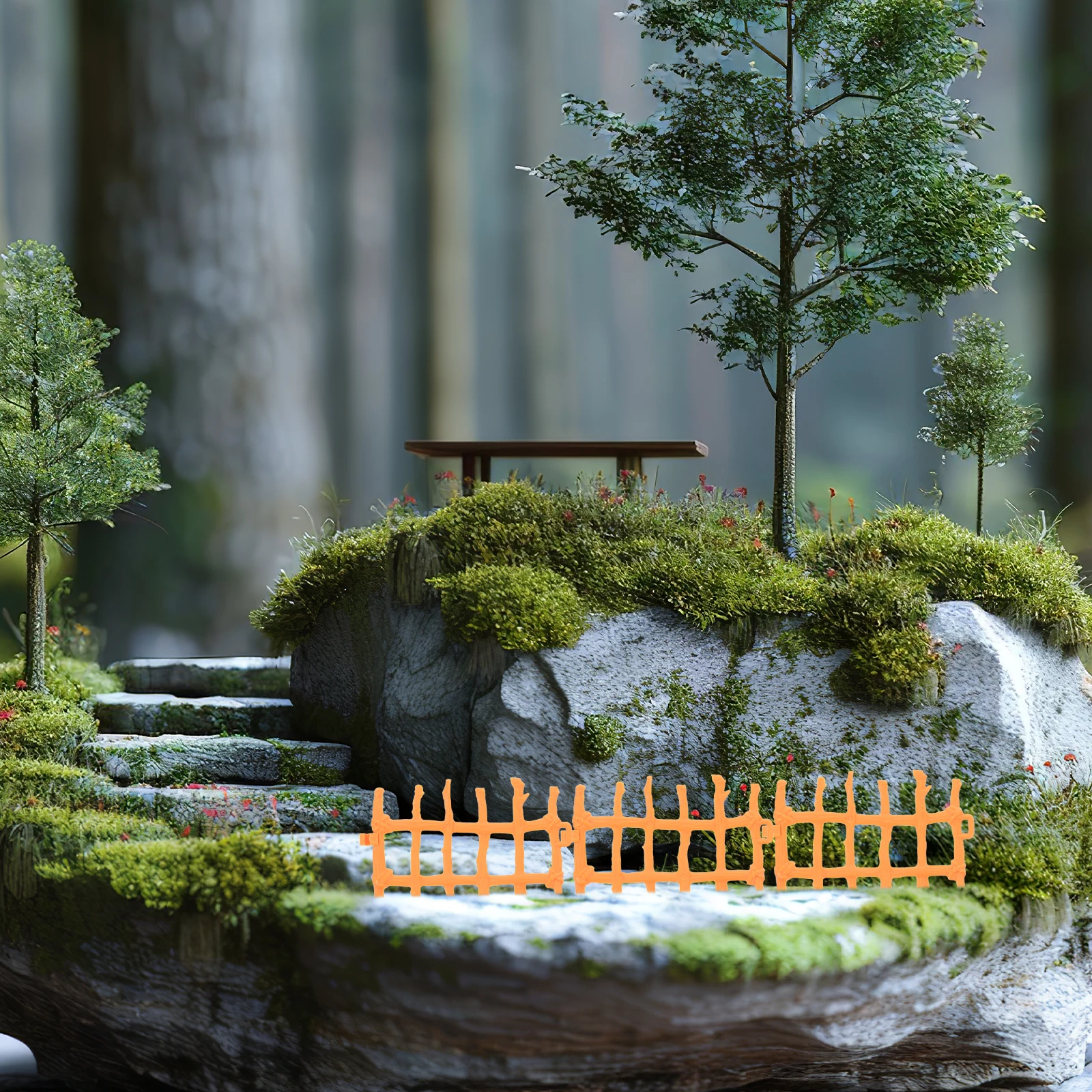 

50Pcs Plastic Micro Landscape Fence Natural Wood Look Mini Fencing for Garden Scene Craft Display Farm Setting Decoration