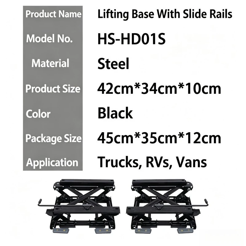 Universal Car Seat Height Adjuster Base, Forward Backward Slide & Tiltable Seat Lifting Mechanism Vehicle Seat Modification