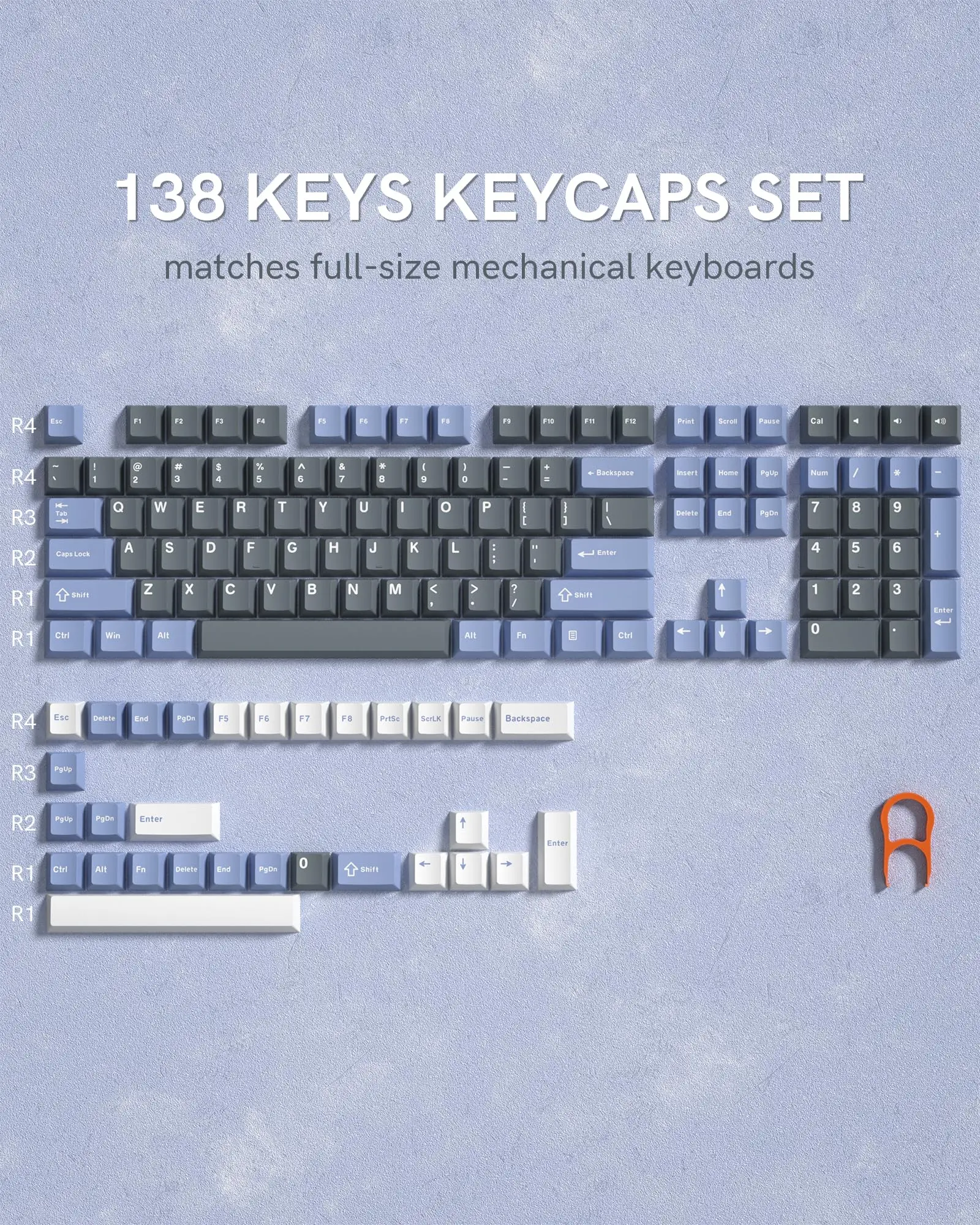 138 Keys Custom Double Shot PBT Keycaps Cherry Profile Minimalist Keyboard Keycaps for MX Switches Mechanical Gaming Keyboard