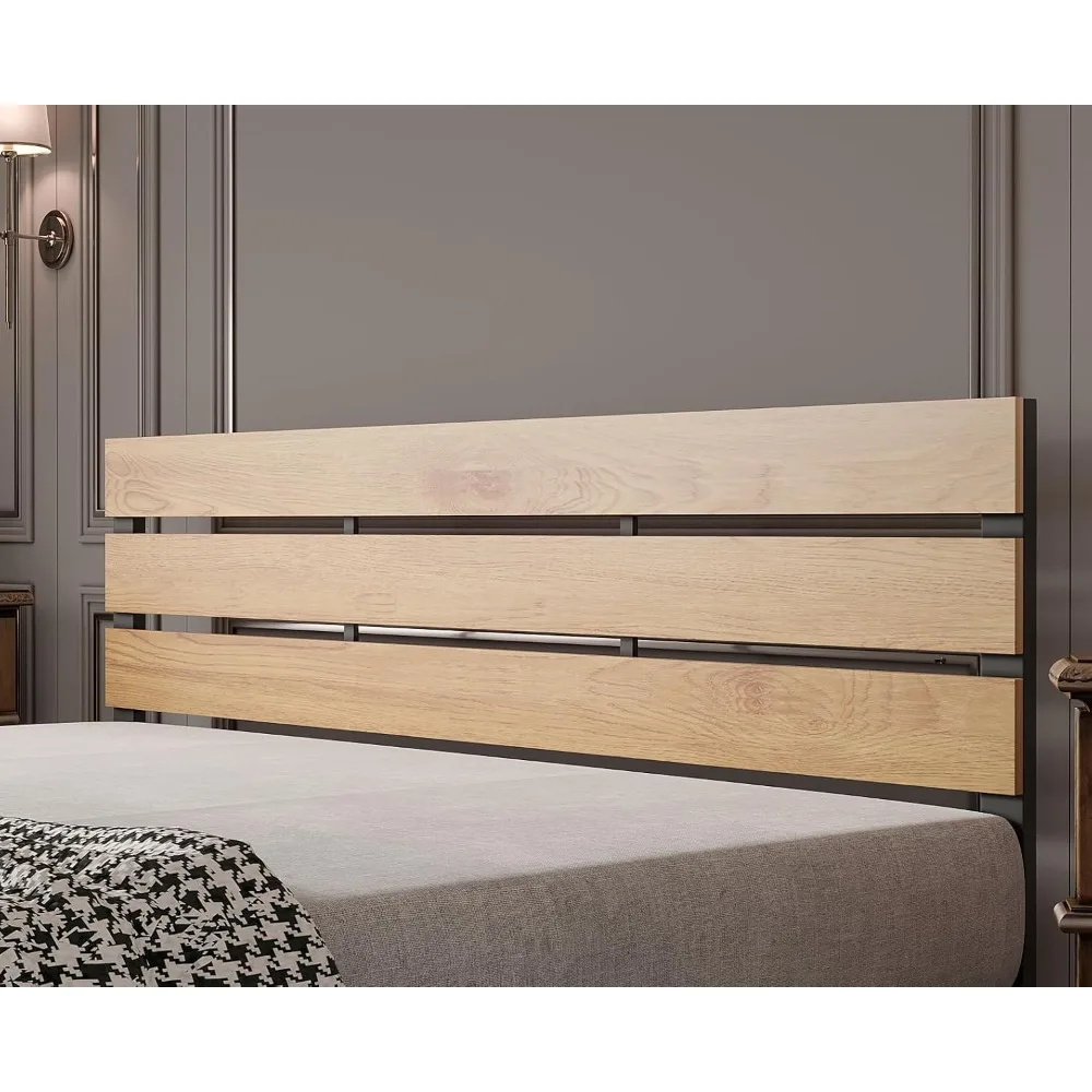 Bed Frame Steady Steel Platform with Wood Headboard/Footboard,No Box Spring Needed, Easy Assembly, Squeaking