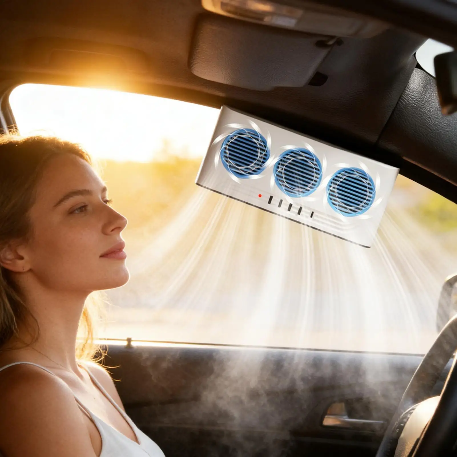 Car Window Fan 3 Outlets Solar Powered Radiator Car Exhaust Fan For Van SUV Truck RV Highway Road Trip Daily Driving