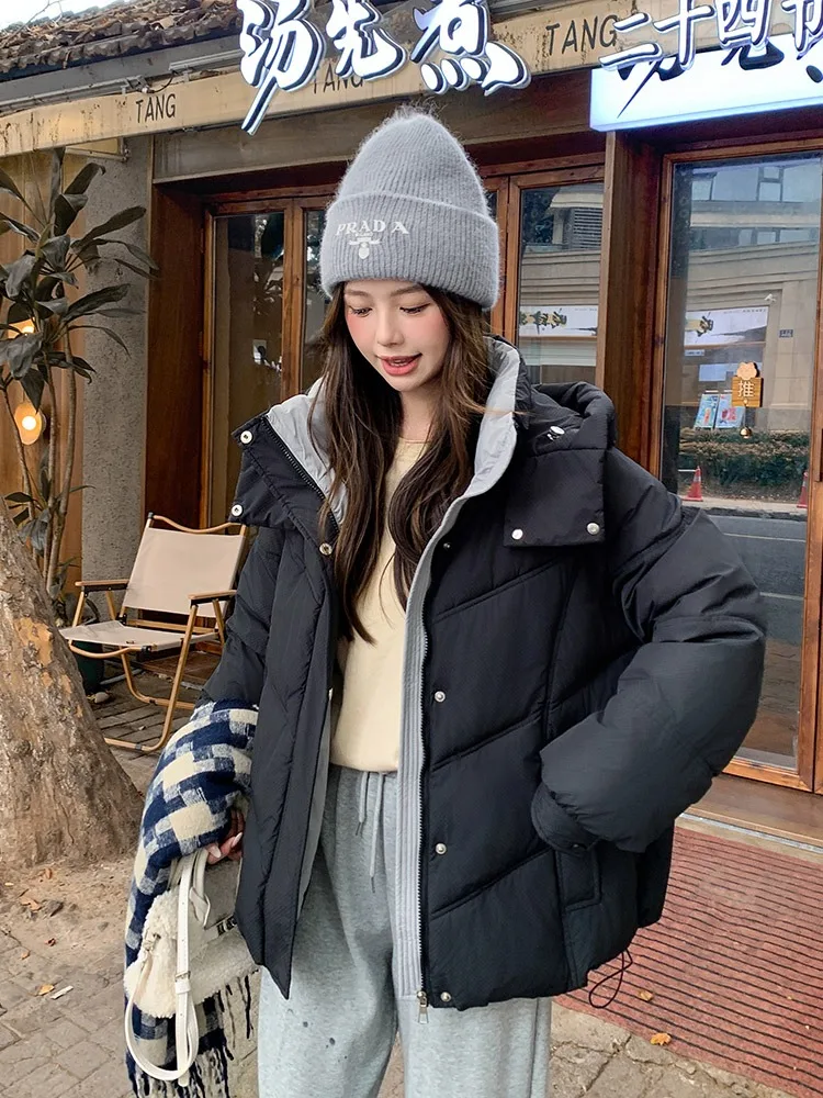 Hooded Down Jackets Women Winter Coats New Korean Style Students Loose Casual Short Thick Warm Quilted Coat Women Clothing