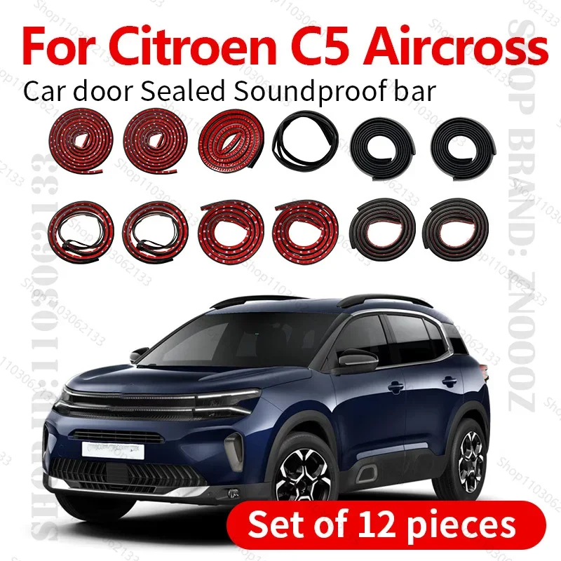 

For Citroen C5 Aircross Car Door Seal Strip Rubber Double Layer Sealing Protector Soundproof Strip Dustproof Seal Strip 12PCS