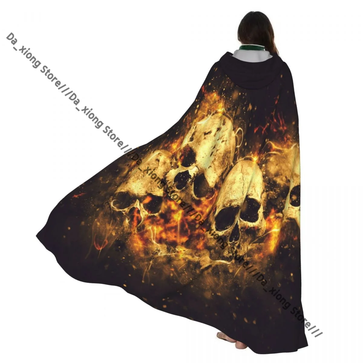 الجماجم والعظام كما المفاهيمي رعب مخيف هالوين الساحرة عباءة زي الهالوين التأثيري الكبار للجنسين عباءة الرجعية العصور الرأس