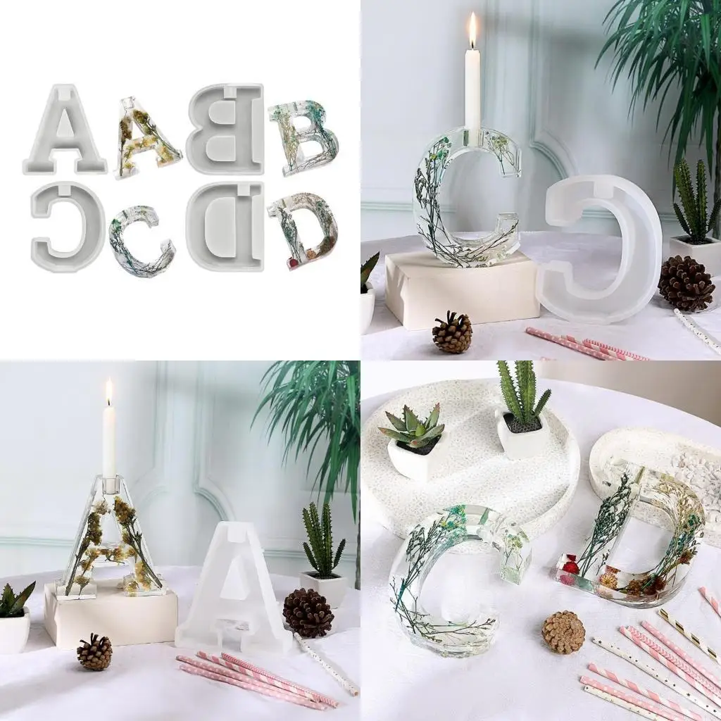 

Набор из 4 элегантных силиконовых форм для свечей, индивидуальный декор для дома и поделок, свечи с буквами «сделай сам»