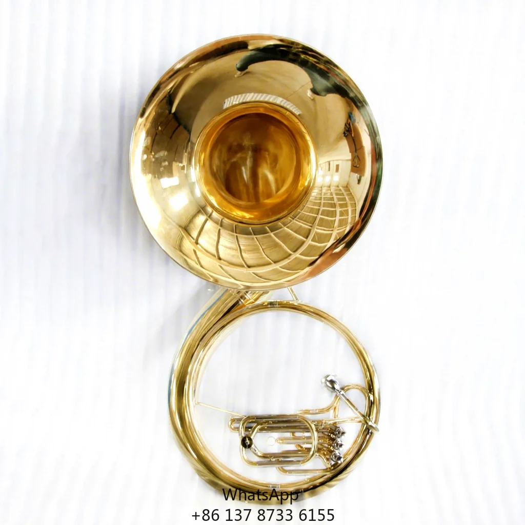 Focustyle FSP-300 Professional CC Sousaphone Brass Body Bell 3 Stainless Steel Pistons Gold Lacquer Finish  Packaging