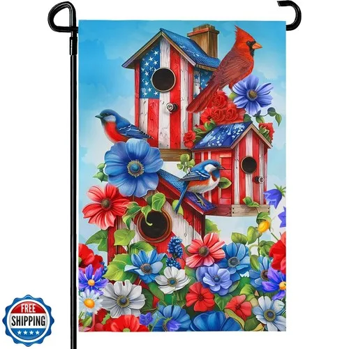 Cryfox Summer Cardinal Bird Flower Garden Flag Patriotic Floral Yard Flags Am FFV LLG GGO llz