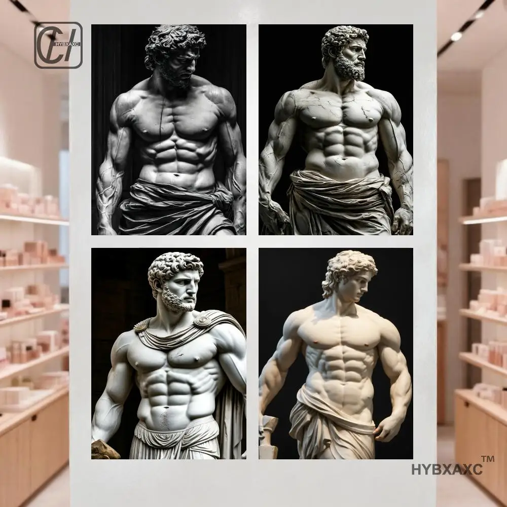 Retro Spartan Warrior Caesar Roman Statue Motivational Quotes Poste Canvas Painting Wall Art Pictures Home Gym Decor Gift