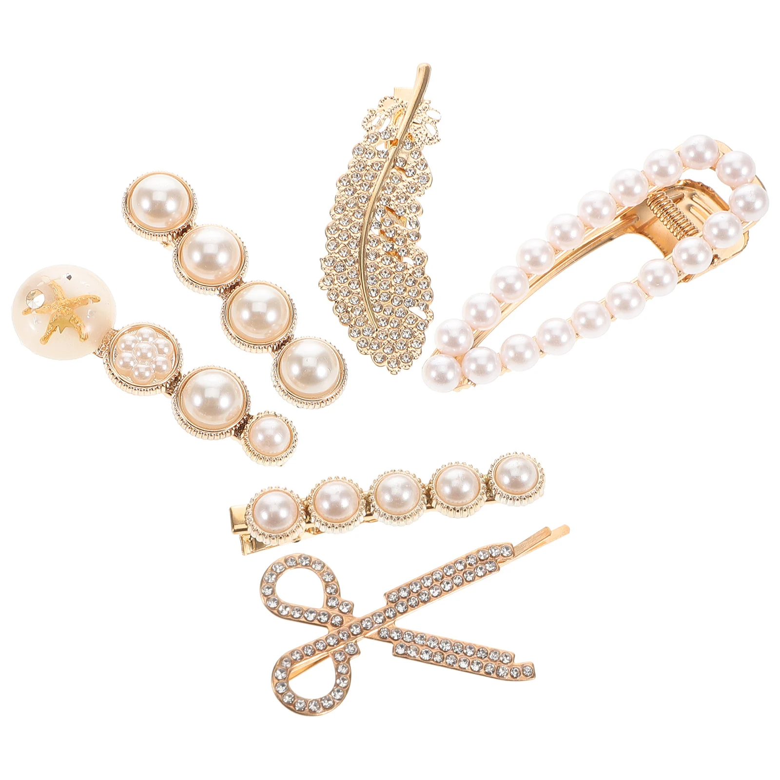 

6Pcs Beautiful Pearl Hair Clips Rhinestone Hairpins Stylish Female Headdress Decorative Women Hair Clips