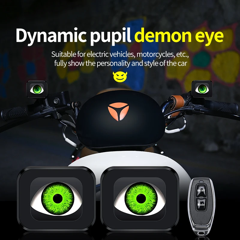 Motorcycle LED Demon Eye Light with 6 Switchable Modes - Auto & Remote Manual Control for Scooters and Bikes