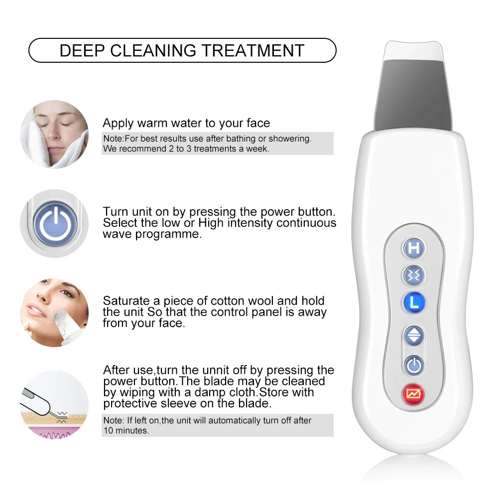 Ultrasone huidscrubber Diepe gezichtsreiniger Acne mee-eter verwijderaar Peeling Schopreiniger Gezichtsmassager Porienextractor