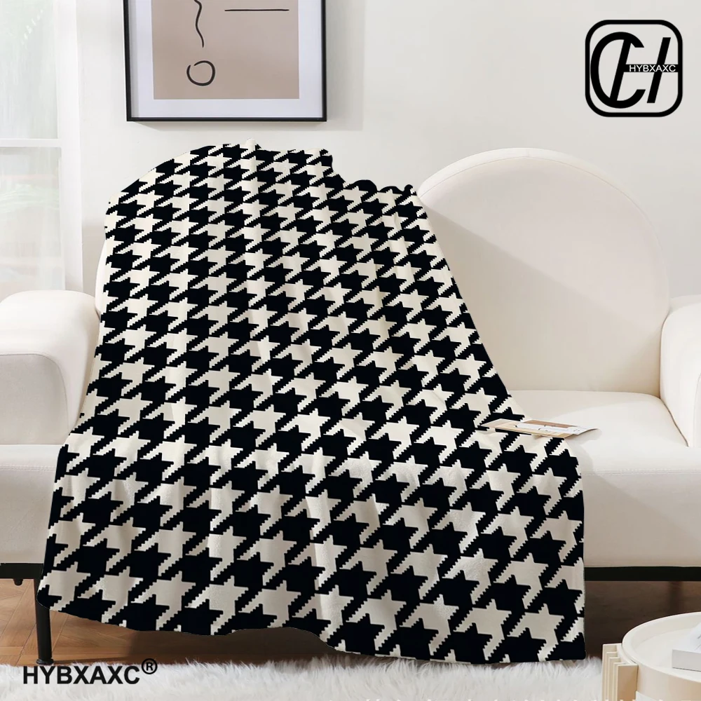 Flannel Classic Houndstooth Plaid Blankets Soft Cotton Sofa Knitted Throw Blanket Bed Single Queen King Bedspread Quilt Blankets