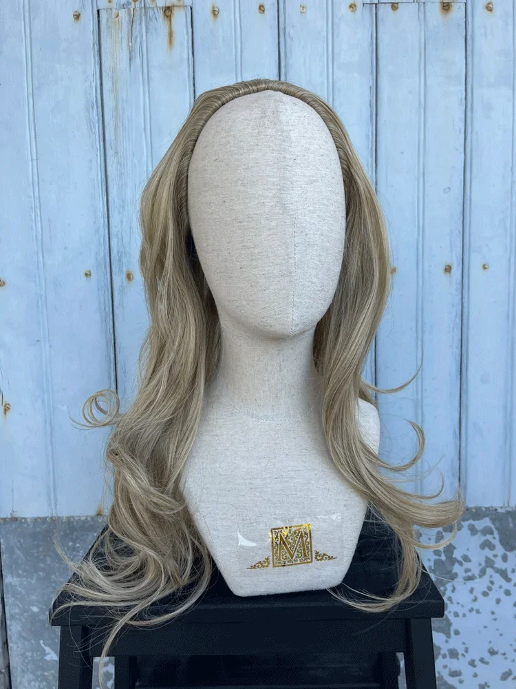 Half Wig Blonde Curly Natural Looking Hair Extensions Add Volume, Blonde Heat Resistant Wigs Highest Quality Synthetic Natural