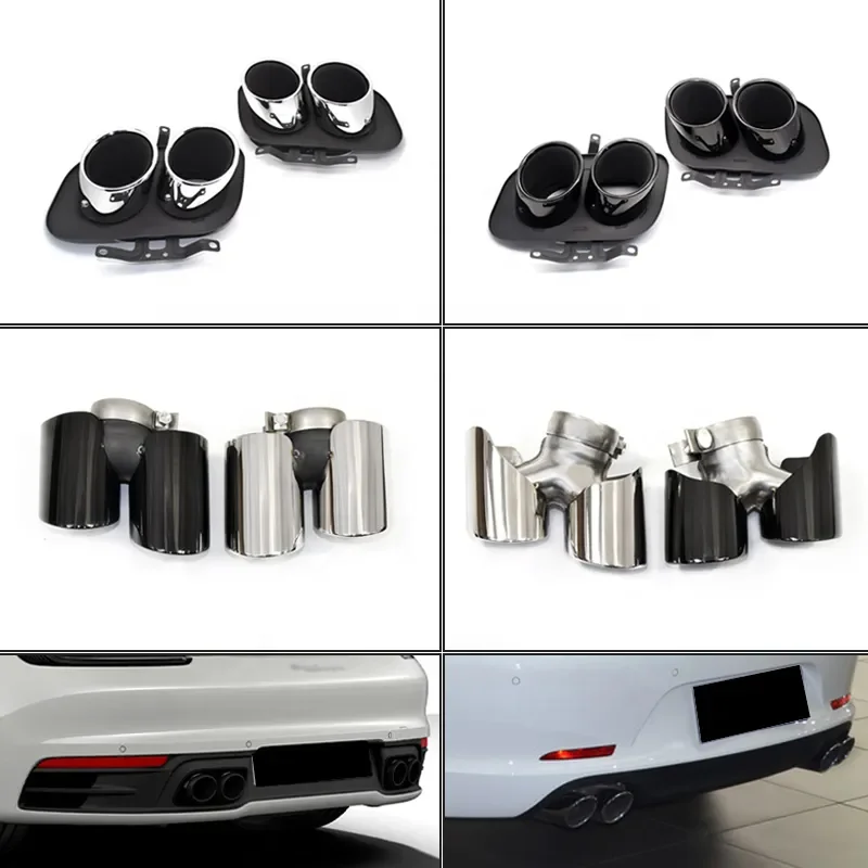 High qualitySYPES 304 Stainless Steel Black Silver 911.2  Exhaust Tips for 2016-2020 Carrera 911.2  GTS Muffler Tip 911 Exhaust